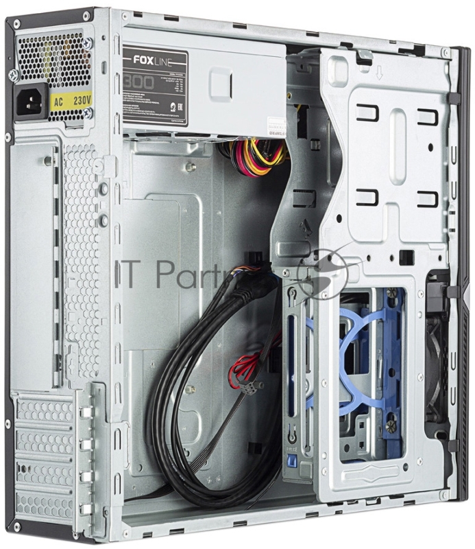 Корпус с блоком питания 300Вт. Сase Foxline mATX Desktop 300W, 2xUSB3.0, 2xUSB2.0, toolless, Black, 8cm. fan, powercord