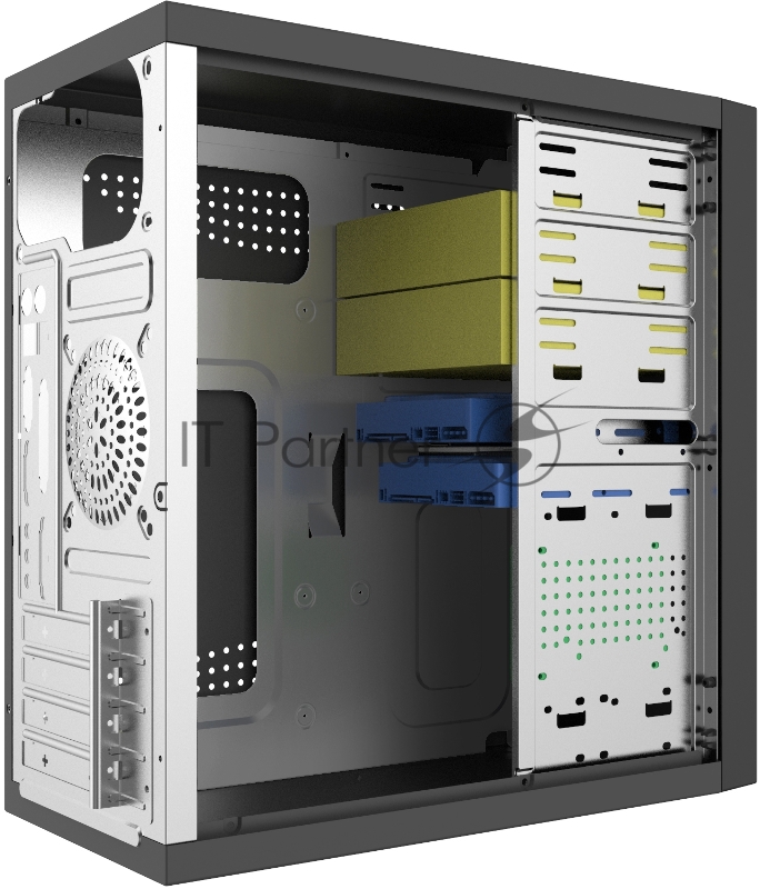 Корпус с блоком питания Foxline 450Вт. Сase Forza mATX, 450W, 2xUSB2.0, Black, w/o FAN, 12 cm fan PSU, power cord