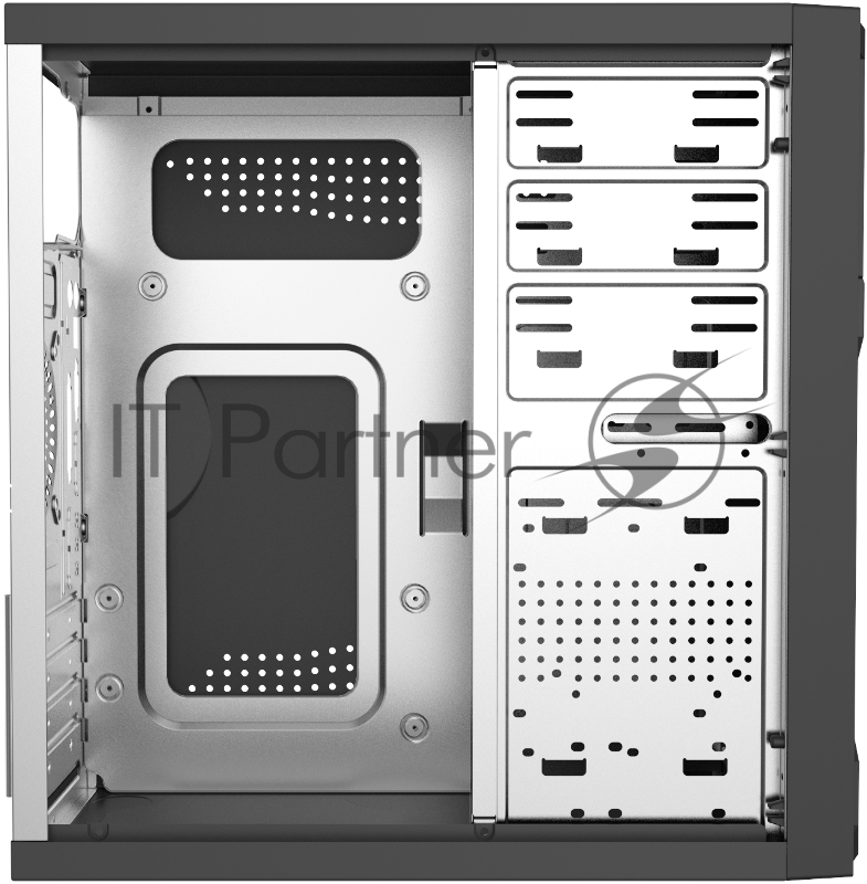 Корпус с блоком питания Foxline 450Вт. Сase Forza mATX, 450W, 2xUSB2.0, Black, w/o FAN, 12 cm fan PSU, power cord