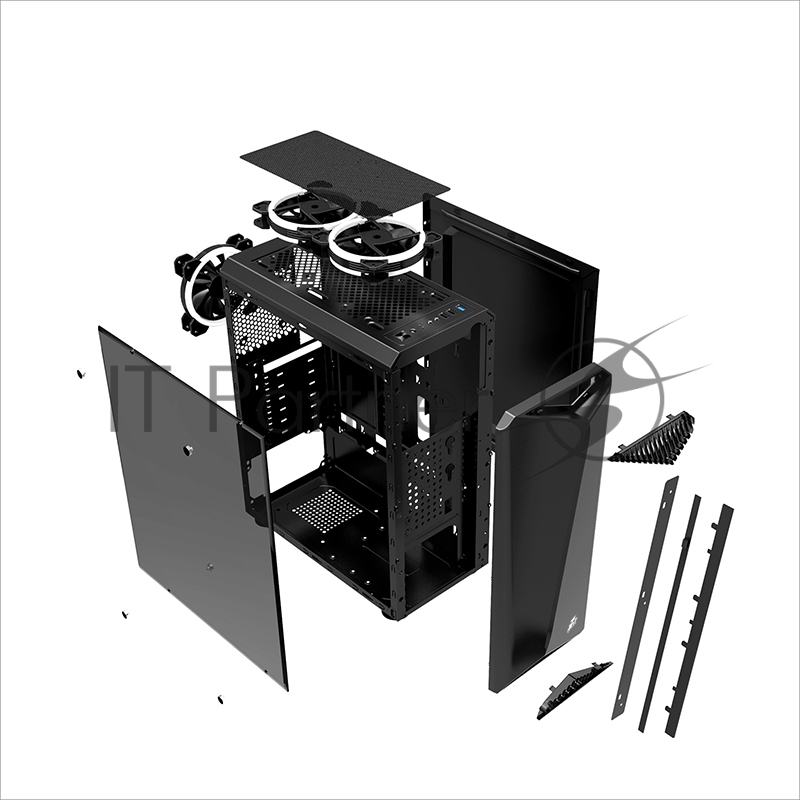 Корпус 1STPLAYER RAINBOW R3 / ATX, tempered glass side panel / 1x 120mm LED fan inc. / R3-1R1