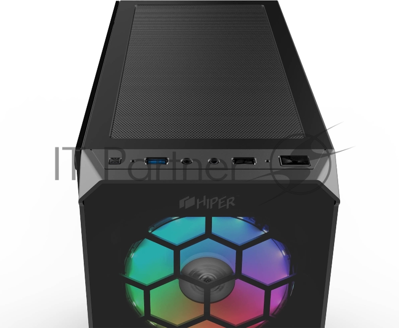 корпус для ПК без БП CASE HIPER HG-C103RGB EREBOS (ATX, SPCC0.5, USB 3.0+USB2.0, Front 3x120mm RGB Fan, Black)