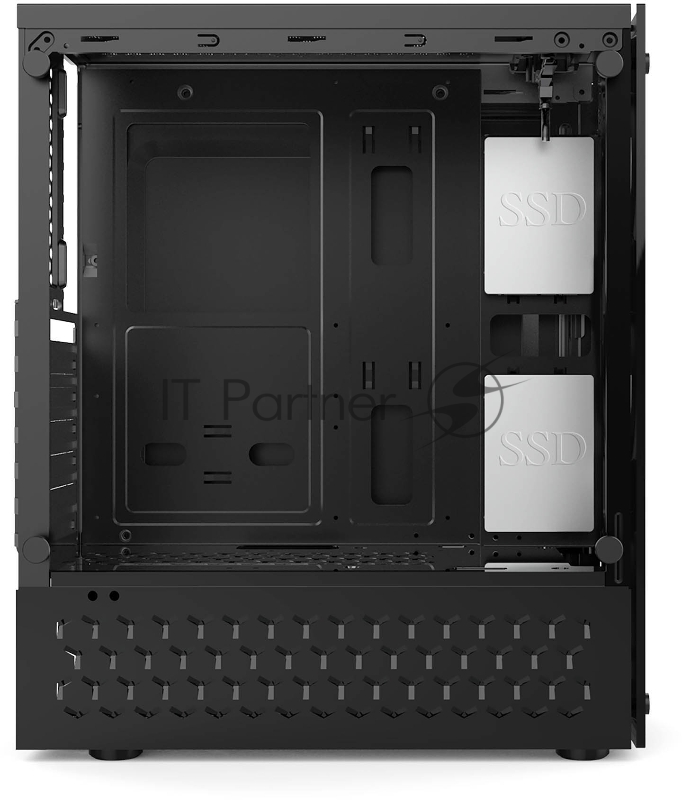 корпус для ПК без БП CASE HIPER HG-C104RGB ORCUS (ATX, SPCC0.5, USB 3.0+USB2.0, Front 3x120mm RGB Fan, Black)