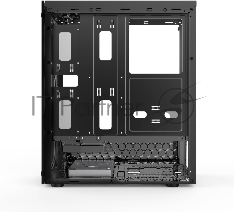 корпус для ПК без БП CASE HIPER HG-C104RGB ORCUS (ATX, SPCC0.5, USB 3.0+USB2.0, Front 3x120mm RGB Fan, Black)