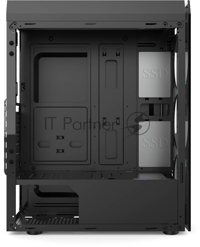 корпус для ПК без БП CASE HIPER HG-C106 COEUS (ATX, SPCC0.5, USB3.0+USB2.0, VGA Max 310mm, Black)