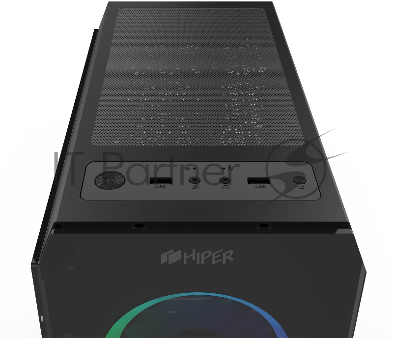 корпус для ПК без БП CASE HIPER HG-C106RGB COEUS (ATX, SPCC0.5, USB 3.0+USB2.0, Front 3x120mm RGB Fan, Black)
