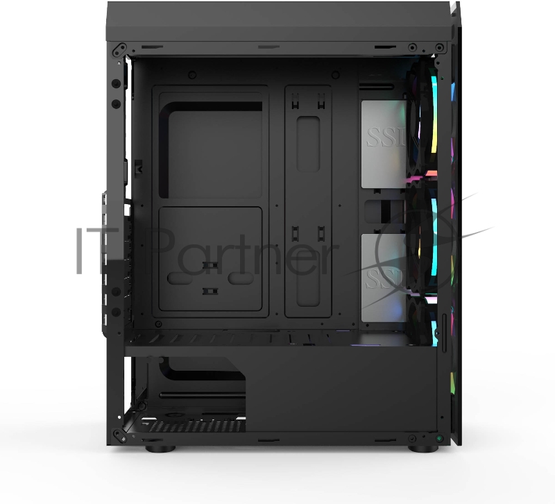 корпус для ПК без БП CASE HIPER HG-C106RGB COEUS (ATX, SPCC0.5, USB 3.0+USB2.0, Front 3x120mm RGB Fan, Black)