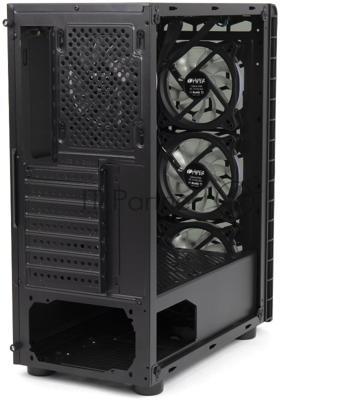 Корпус PC CASE HIPER HG300 TWILIGHT (w/o PSU, USB+HD audio, 1*RGB rear fan, 3*RGB front fan) BLACK