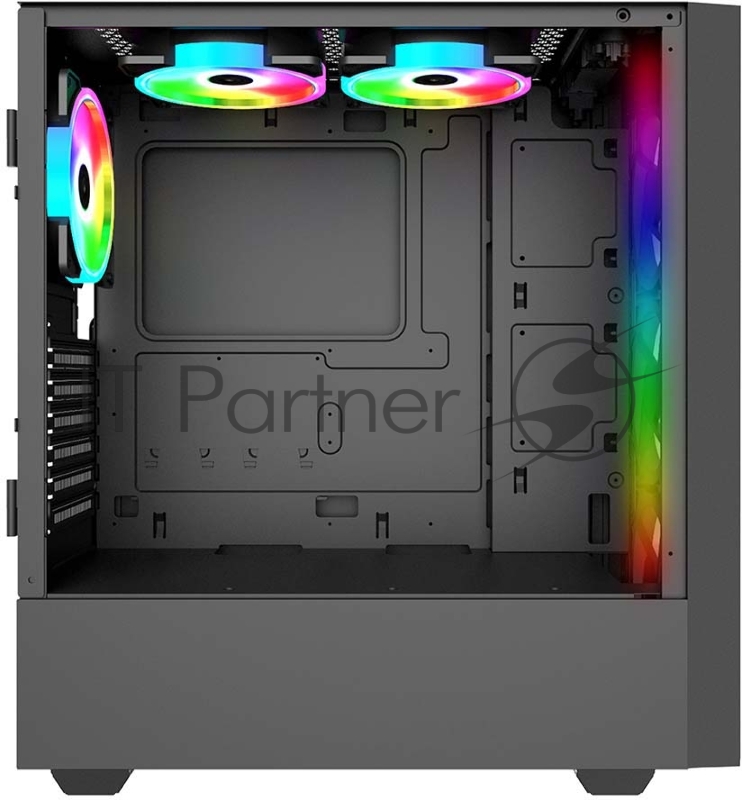 Корпус PC CASE HIPER HG304 ATOM (w/o PSU, USB+HD audio, 3*RGB front fan) BLACK