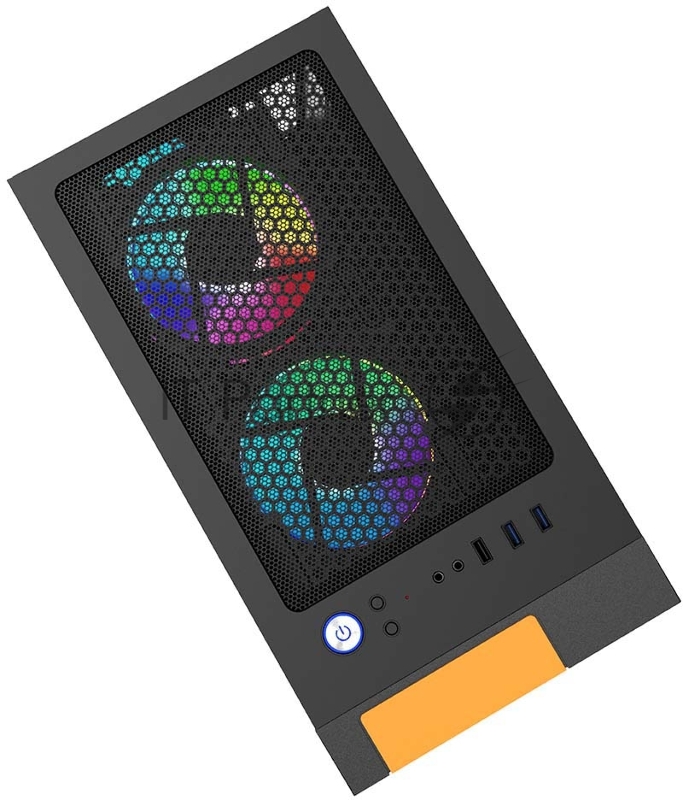 Корпус PC CASE HIPER HG304 ATOM (w/o PSU, USB+HD audio, 3*RGB front fan) BLACK