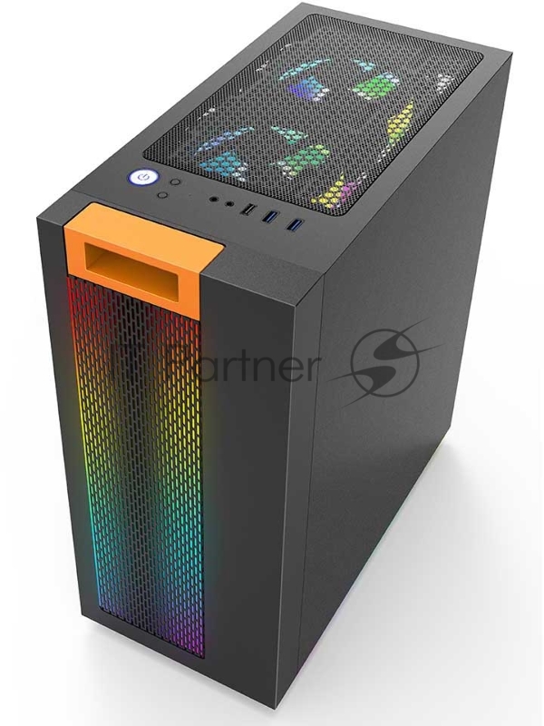 Корпус PC CASE HIPER HG304 ATOM (w/o PSU, USB+HD audio, 3*RGB front fan) BLACK
