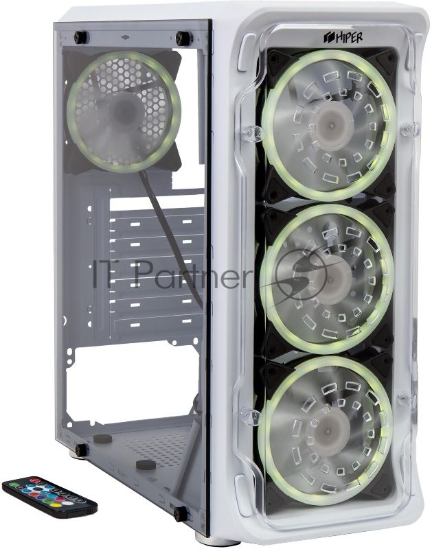 Корпус PC CASE HIPER MG100 WIND (w/o PSU, USB+HD audio, 1*RGB rear fan, 3*RGB front fan) BLACK