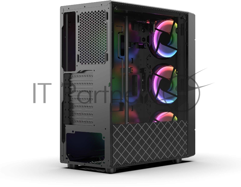 Корпус PC CASE HIPER XG301 POLARIS 2 (w/o PSU, USB+HD audio, 3*RGB front fan) BLACK