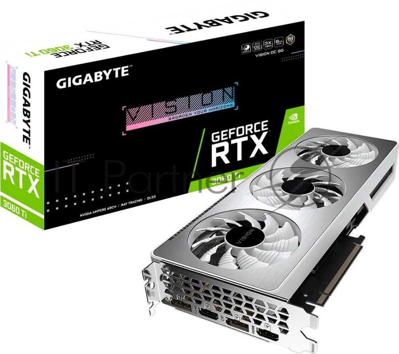 Видеокарта Gigabyte GV-N306TVISION OC-8GD 2.0 LHR PCI-E 4.0 NVIDIA GeForce RTX 3060Ti 8192Mb 256 GDDR6 1755/14000/HDMIx2/DPx2/HDCP Ret