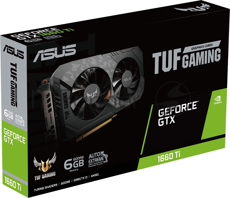 Видеокарта Asus TUF-GTX1660TI-6G-EVO-GAMING NVIDIA GeForce GTX 1660TI 6144Mb 192 GDDR6 1770/12002 DVIx1/HDMIx2/DPx1/HDCP Ret