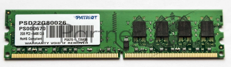 Модуль памяти Patriot Memory DIMM DDR2 2Gb 800MHz Patriot PSD22G80026 RTL PC2-6400 CL6 240-pin 1.8В