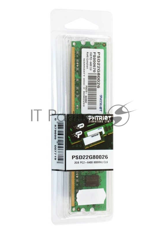 Модуль памяти Patriot Memory DIMM DDR2 2Gb 800MHz Patriot PSD22G80026 RTL PC2-6400 CL6 240-pin 1.8В