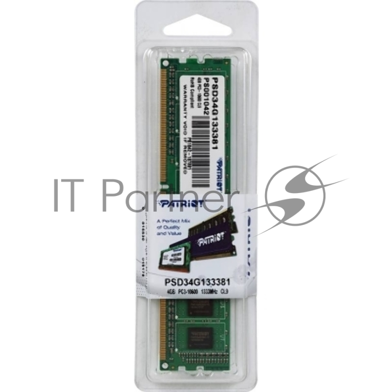 Модуль памяти Patriot DIMM DDR3 4Gb 1333MHz PSD34G133381 RTL PC3-10600 CL9 240-pin 1.5В