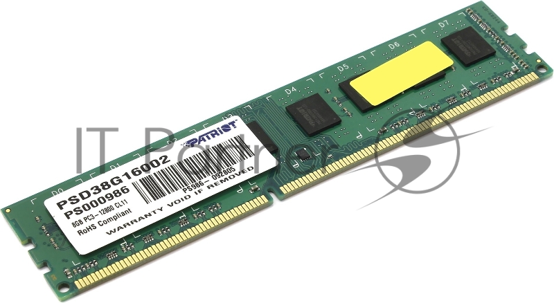Модуль памяти Patriot DIMM DDR3 8GB (PC3-12800) 1600MHz PSD38G16002