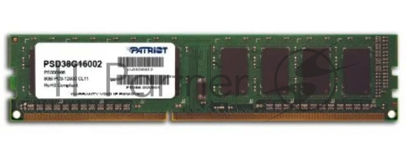 Модуль памяти Patriot DIMM DDR3 8GB (PC3-12800) 1600MHz PSD38G16002