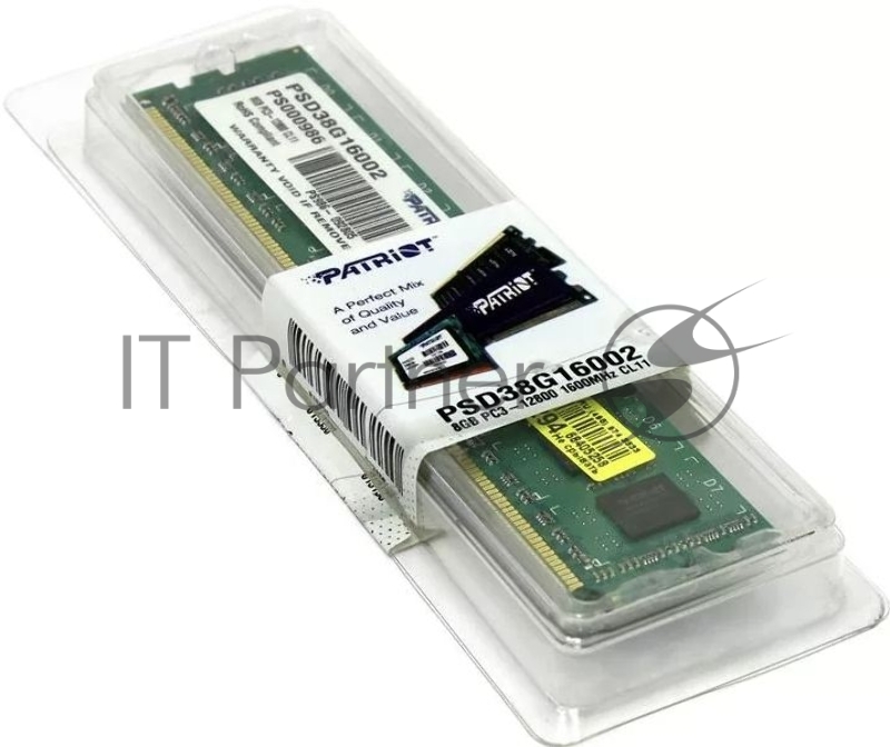 Модуль памяти Patriot DIMM DDR3 8GB (PC3-12800) 1600MHz PSD38G16002
