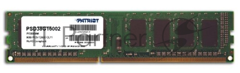 Модуль памяти Patriot DIMM DDR3 8GB (PC3-12800) 1600MHz PSD38G16002