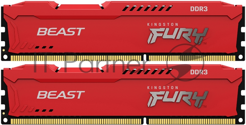 Модуль памяти Kingston DRAM 8GB 1600MHz DDR3 CL10 DIMM (Kit of 2) FURY Beast Red EAN: 740617318166
