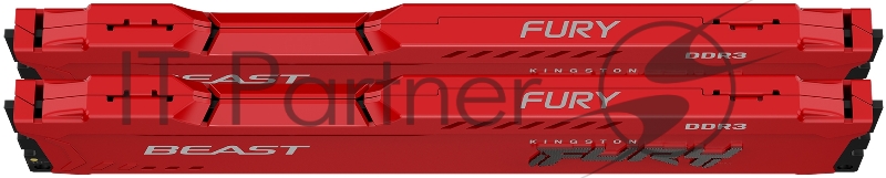 Модуль памяти Kingston DRAM 8GB 1600MHz DDR3 CL10 DIMM (Kit of 2) FURY Beast Red EAN: 740617318166