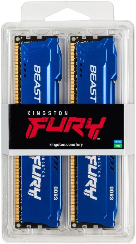 Модуль памяти Kingston DRAM 8GB 1866MHz DDR3 CL10 DIMM (Kit of 2) FURY Beast Blue EAN: 740617318050