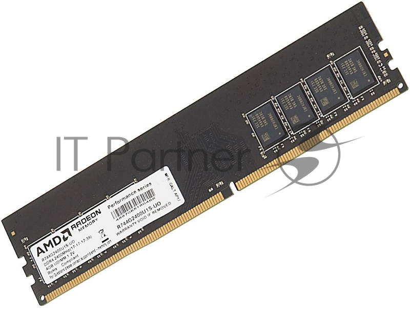 Модуль памяти AMD Radeon™ DIMM DDR4 4GB 2400 (R744G2400U1S-UO) Performance Series, 1.2V, Non-ECC, CL15, Bulk