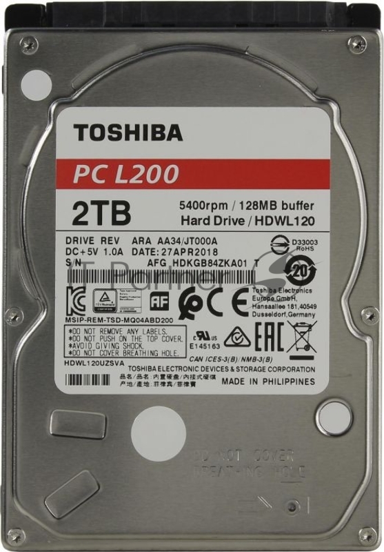 Жесткий диск Toshiba SATA-III 2Tb HDWL120UZSVA L200 (5400rpm) 128Mb 2.5
