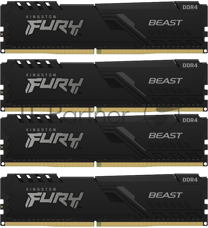 Память оперативная Kingston 32GB 2666MHz DDR4 CL16 DIMM (Kit of 4) FURY Beast Black