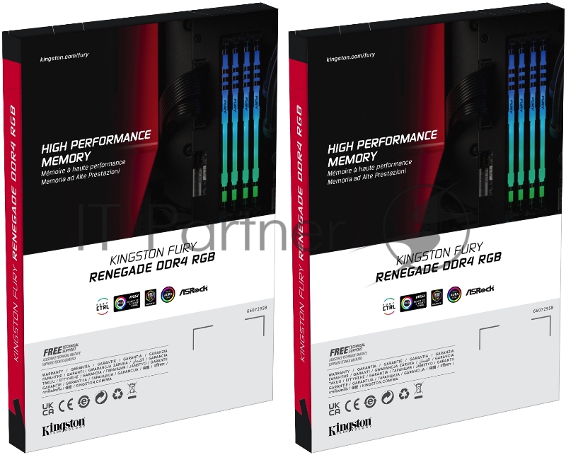 Память оперативная Kingston 32GB 3000MHz DDR4 CL15 DIMM (Kit of 4) FURY Renegade RGB