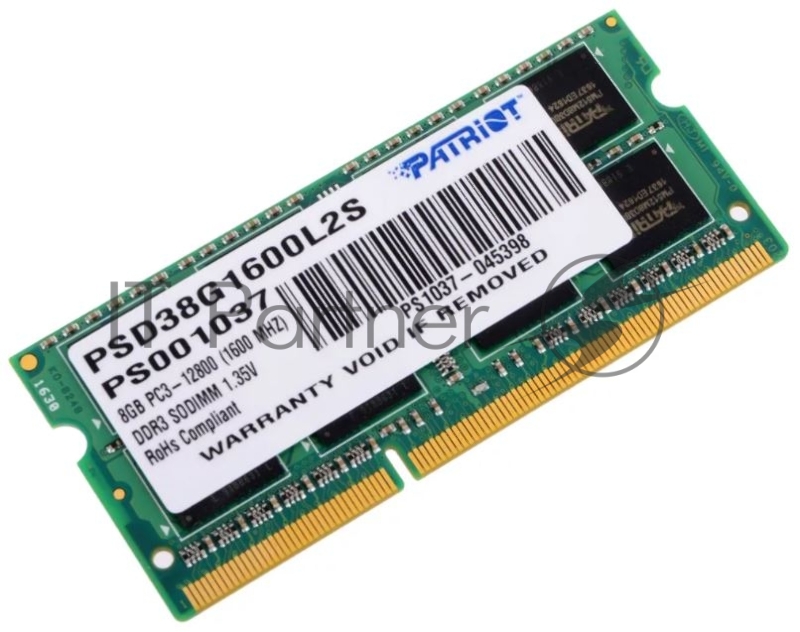 Модуль памяти Patriot SO-DIMM DDR3 8GB (PC3-12800) 1600MHz PSD38G1600L2S