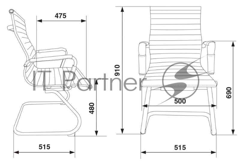 Кресло Бюрократ CH-883-LOW-V/BLACK низкая спинка черный искусственная кожа (в коробке 2 шт, цена за 1 шт)