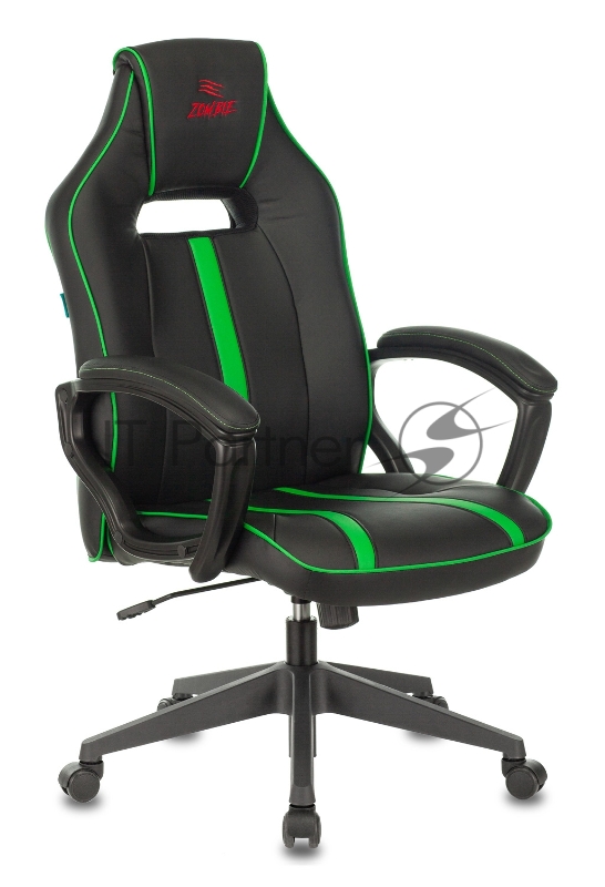 Кресло игровое Бюрократ VIKING ZOMBIE A3 GN черный/зеленый искусственная кожа
