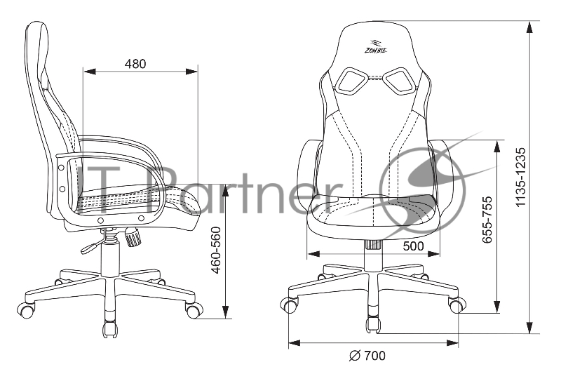 Кресло игровое Бюрократ ZOMBIE RUNNER черный/зеленый искусственная кожа крестовина пластик