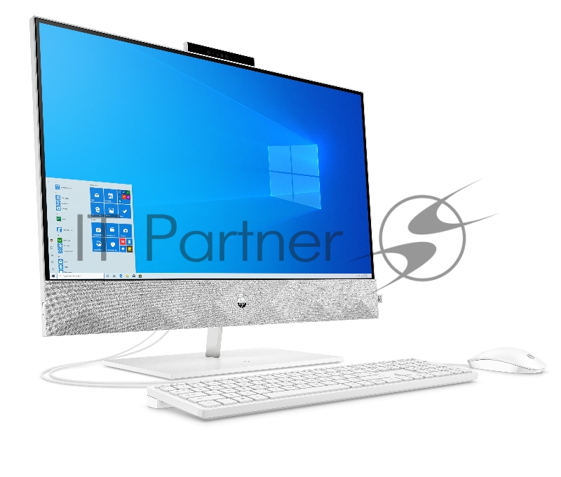 Моноблок HP Pavilion I 27-27-d0005ur NT 27 (1920x1080) Core i3-10300T, 4GB DDR4 2666 (1x4GB), SSD 128Gb, Internal graphics, no DVD, kbd&mouse wired, 5MP Webcam, White, Win10, 1Y Wty