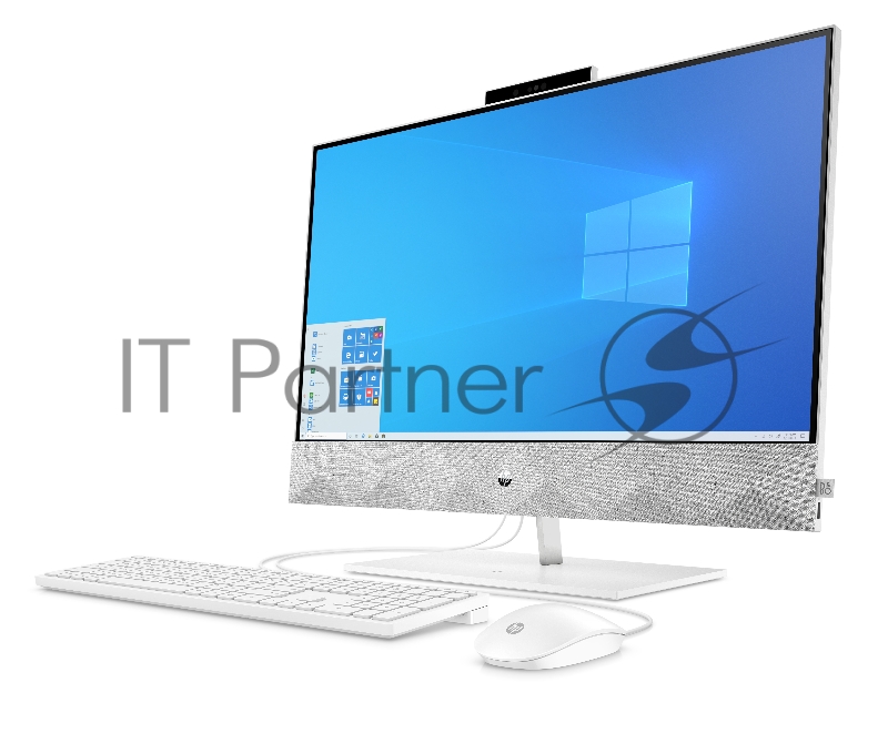 Моноблок HP Pavilion I 27-27-d0005ur NT 27 (1920x1080) Core i3-10300T, 4GB DDR4 2666 (1x4GB), SSD 128Gb, Internal graphics, no DVD, kbd&mouse wired, 5MP Webcam, White, Win10, 1Y Wty