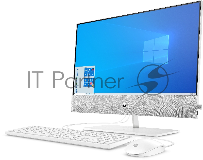 Моноблок HP Pavilion A 24-k0006ur NT 23,8 FHD(1920x1080) AMD Ryzen3-4300U, 4GB DDR4 3200 (1x4GB), SSD 256Gb, AMD Integrated Graphics, no DVD, kbd&mouse wired, 5MP Webcam, White, Win10, 1Y Wty