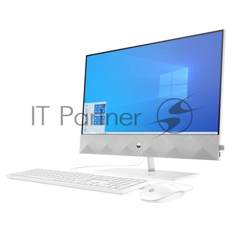 Моноблок HP Pavilion 24-k1011ur AiO 23.8(1920x1080)/Intel Core i3 10300T(3Ghz)/8192Mb/512SSDGb/n Intergrated Graphics /Cam/WiFi/war 1y/White/W11 + USB KBD, USB MOUSE