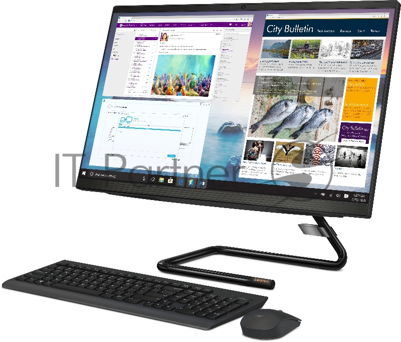 Моноблок Lenovo IdeaCentre AIO A340-24IGM 23.8(1920x1080 IPS)/Intel Pentium Silver J5040(2Ghz)/4096Mb/512SSDGb/DV UHD Graphics 605/BT/WiFi/war 1y/5.87kg/black/DOS + Keyboard, mouse USB