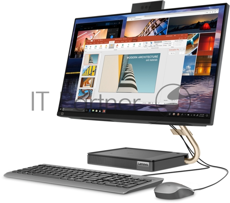Моноблок Lenovo IdeaCentre AIO 5 24IOB6 23.8(1920x1080)/Intel Core i7 11700T(1.4Ghz)/16384Mb/512SSDG UHD Graphics 750/BT/WiFi/war 1y/black/DOS + Keyboard, mouse USB