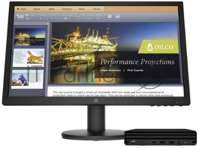 Комплект HP ProDesk 400 G6 DM Cel G5905T (3.3) 4Gb SSD128Gb UHDG 610 Free DOS GbitEth 65W клавиатура мышь черный монитор в комплекте 20.7 P21b G4 1920x1080