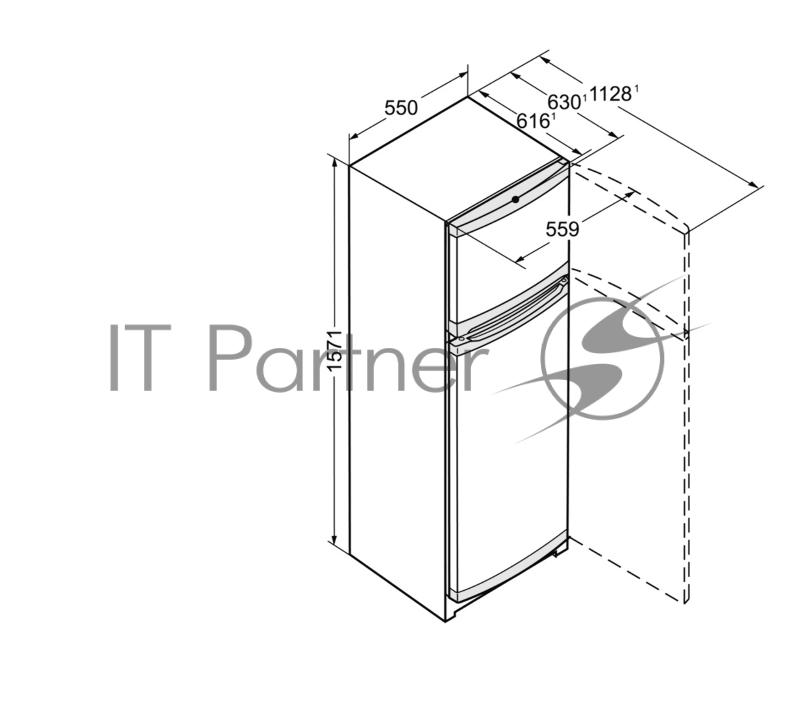 Холодильник LIEBHERR Холодильник LIEBHERR/ 157.1x55x63, 218/52 л, ручная разморозка, верхняя морозильная камера, серебристый