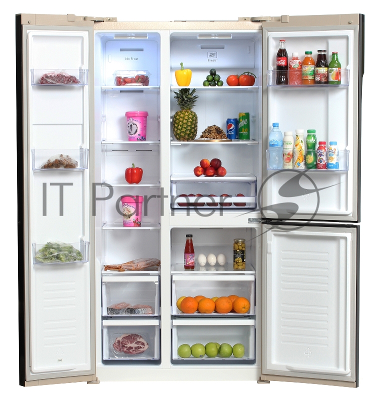 Холодильник Hyundai CS6073FV шампань стекло (трехкамерный)