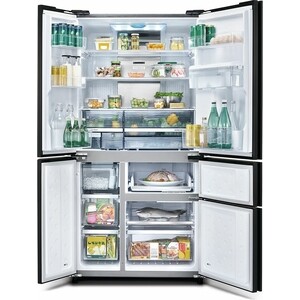 Холодильник Sharp SJWX99ABK / Отдельностоящий 5-и дверный холодильник, 1850*908*796мм, черное стекло без рамок, Full No Frost, Plasmacluster Ion, invertor, пр-во Тайланд