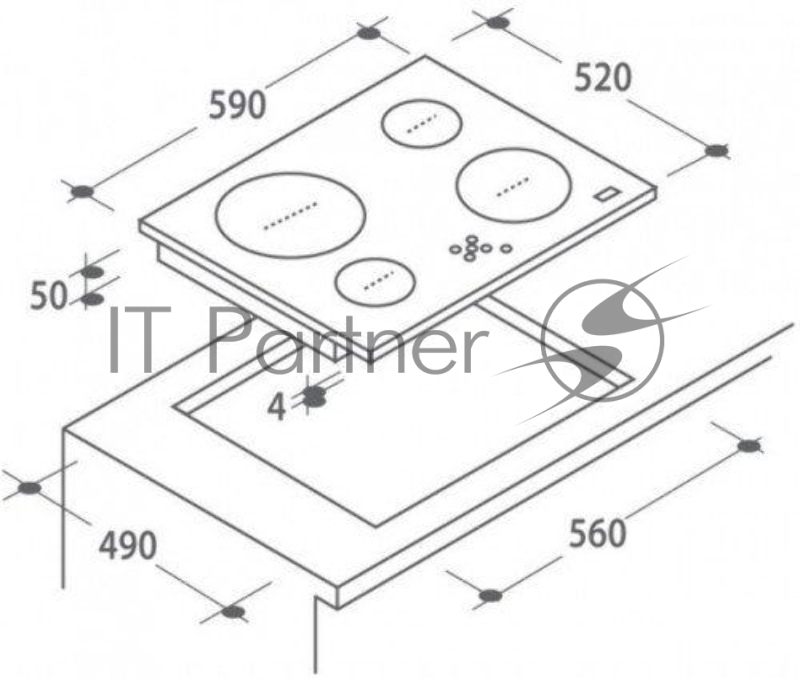Встраиваемая электрическая панель CANDY CH63CT / Автоматика закипания. Индикация остаточного тепла. Таймер. 10 ступеней нагрева. 6 уровней безопасности. Рамка: без рамки