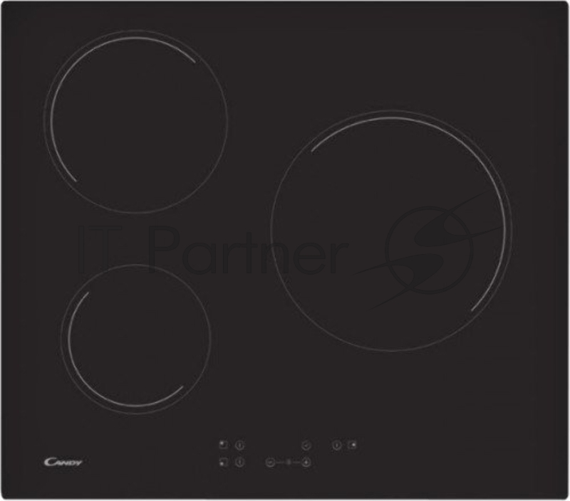 Встраиваемая электрическая панель CANDY CH63CT / Автоматика закипания. Индикация остаточного тепла. Таймер. 10 ступеней нагрева. 6 уровней безопасности. Рамка: без рамки