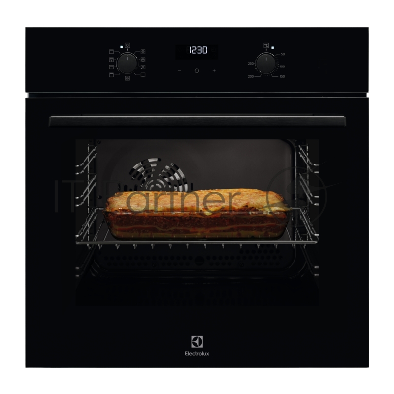 Встраиваемая электрическая духовка ELECTROLUX OEF5C50Z / SurroundCook, основной цвет - черный, утапливаемые переключатели, таймер отключения, отложенный старт, будильник, хромированные направляющие из нержавеющей стали, телескопические направляющие F