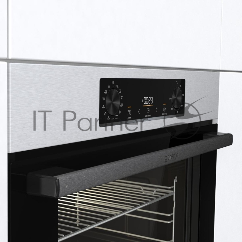 Встраиваемая электрическая духовка 60 см GORENJE BOB6737E01X, Полезный объем: 77 л, Стандартный шарнир дверцы, Решетка, Съемные направляющие, Дверца CompactDoor: 2 стекла + 1 термослой, Защитное покрытие Antifinger, Габаритные размеры (вхшхг): 59,5 ×